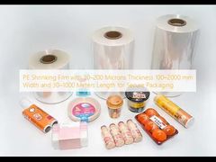 ฟิล์มหด PE ความหนา 30–200 ไมครอน ความกว้าง 100–2000 มม. และความยาว 30–1000 เมตร สำหรับการบรรจุภัณฑ์ที่ปลอดภัย